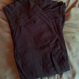 Navy linen maternity crop pants